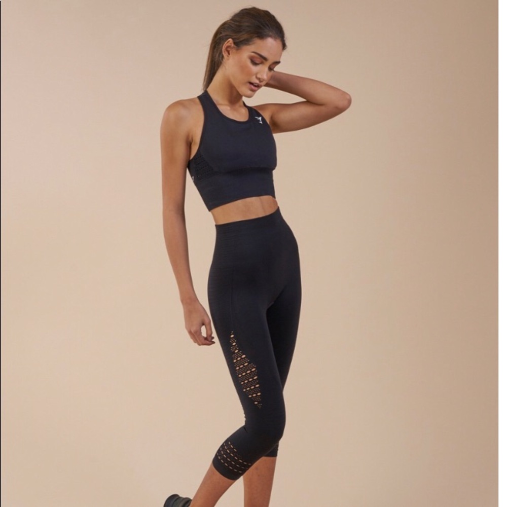 Gymshark energy seamless cropped legging - M black